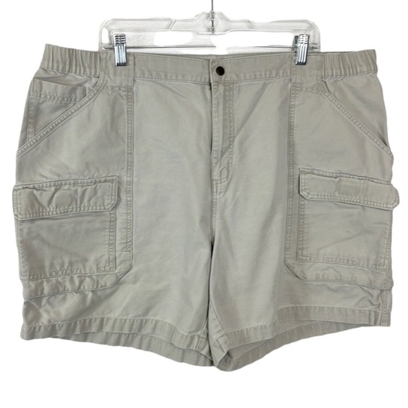 Columbia Cargo Shorts Men XXL Cream Zip Front 100% Cotton Inseam 6.5" Fishing - Picture 1 of 14